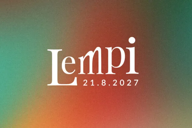 Lempi-festivaalin logo ja päivämäärä 21.8.2027 värikkäällä taustalla.