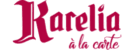 Karelia à la carte -ravintolan logo, jossa on elegantti fontti ja syvän punainen väri.